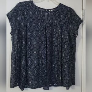 Stunning LC Lauren Conrad Navy and Silver Lace Top, XL, 14-16
